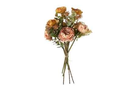 Kunstige Blomster Buket Mix Brændt Orange