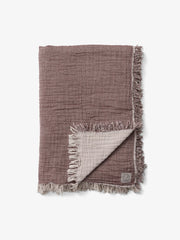 Sengetæppe - Økologisk Bomuld 260x260cm - Cloud/Burgundy