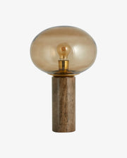 Bordlampe Marmor Med Glasskærm - Sand/Røg - H45cm