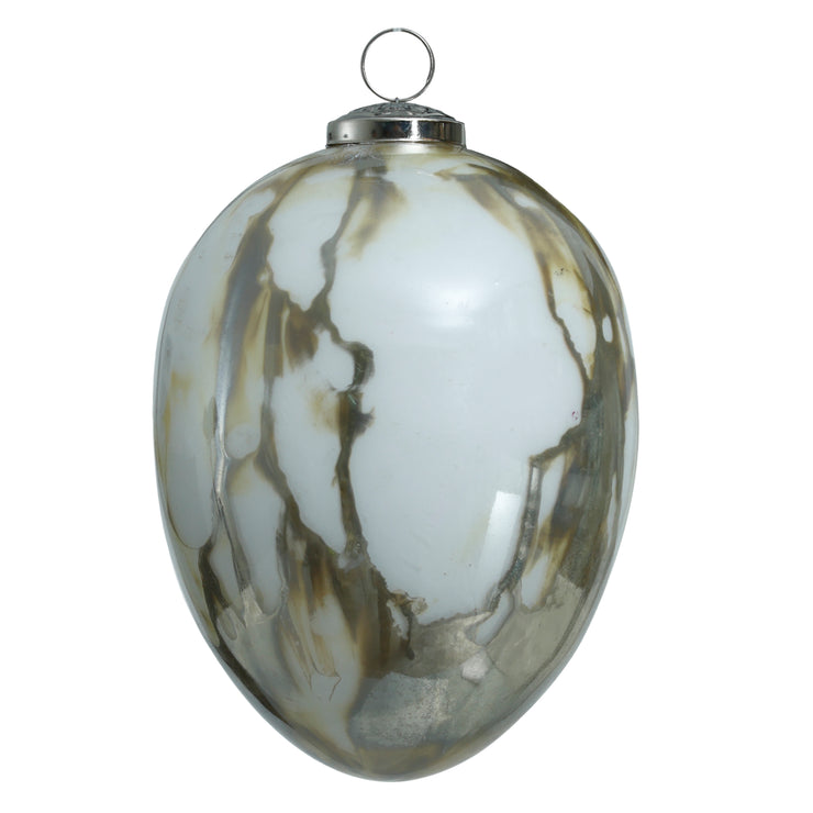 Julekugle Glas Marble Effect Grå H15cm
