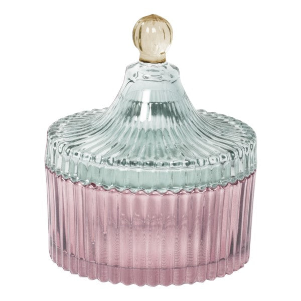 Glas Krukke - Lys Pink/Lys Mint - H12,5 cm