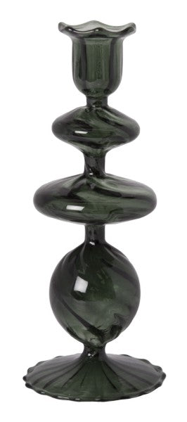 Lysestage Glas Hav Grøn H22cm