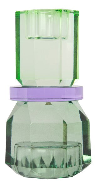 Krystal lysestage - Mint/Violet/Oliven