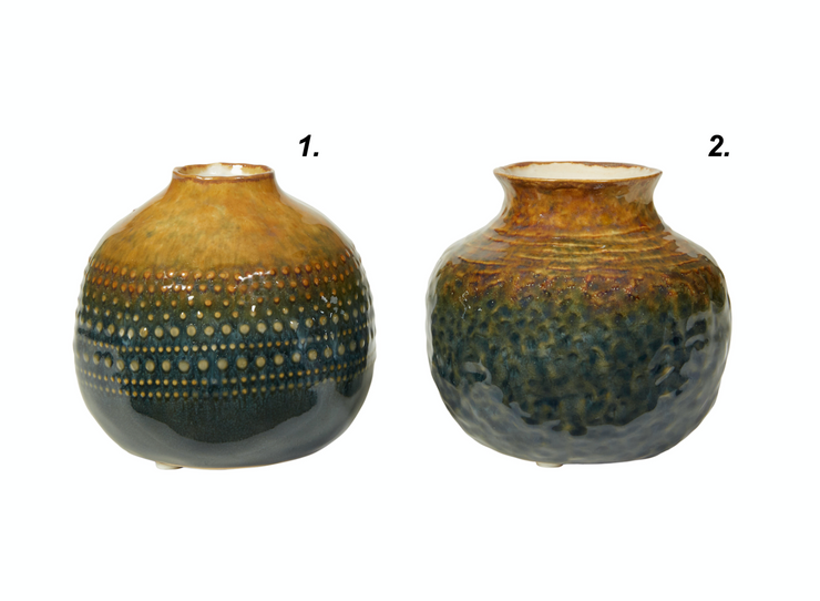 Vase Keramik Grøn/Brun H 11cm