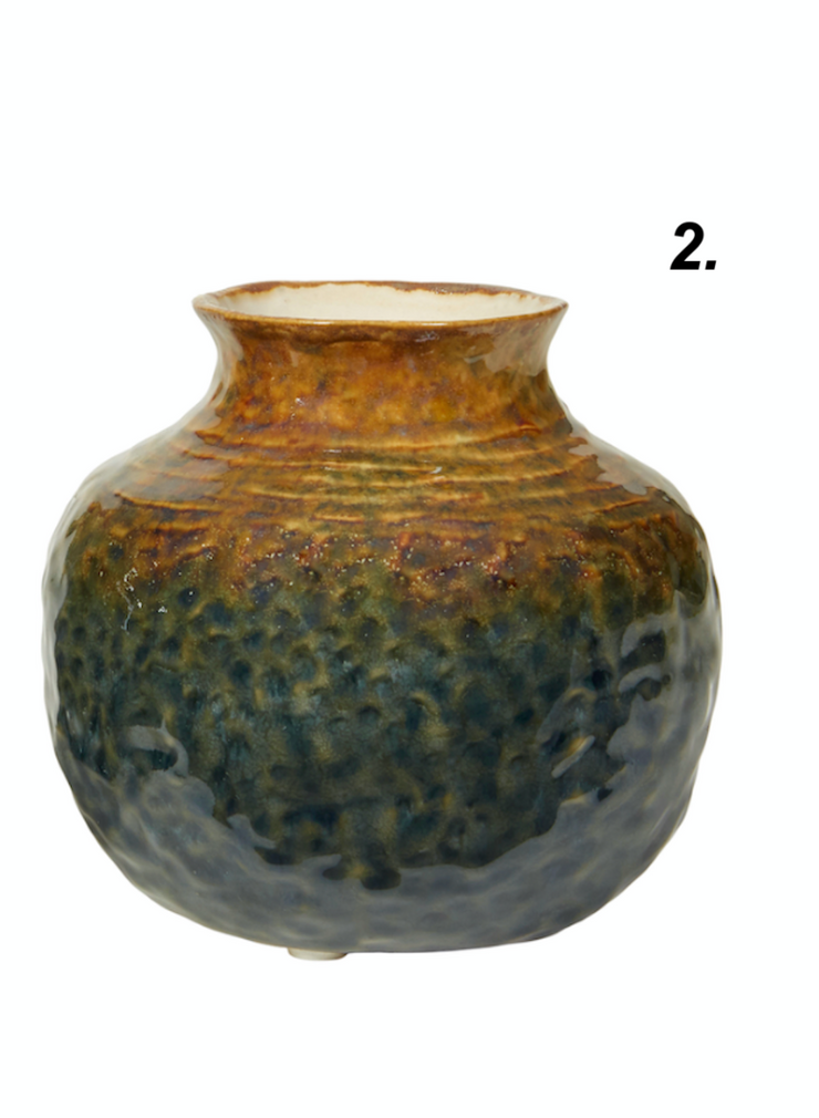 Vase Keramik Grøn/Brun H 11cm